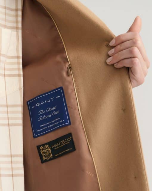 Gant Woman Wool Blend Tailored Coat Dark Khaki