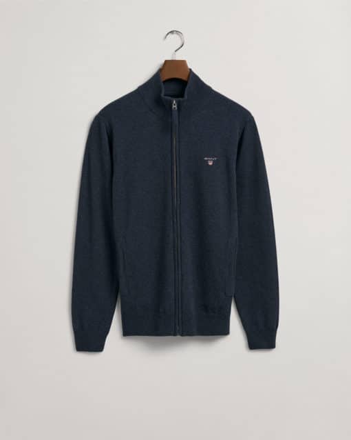 Gant Superfine Lambswool Half Zip Sweater Dark Navy Melange