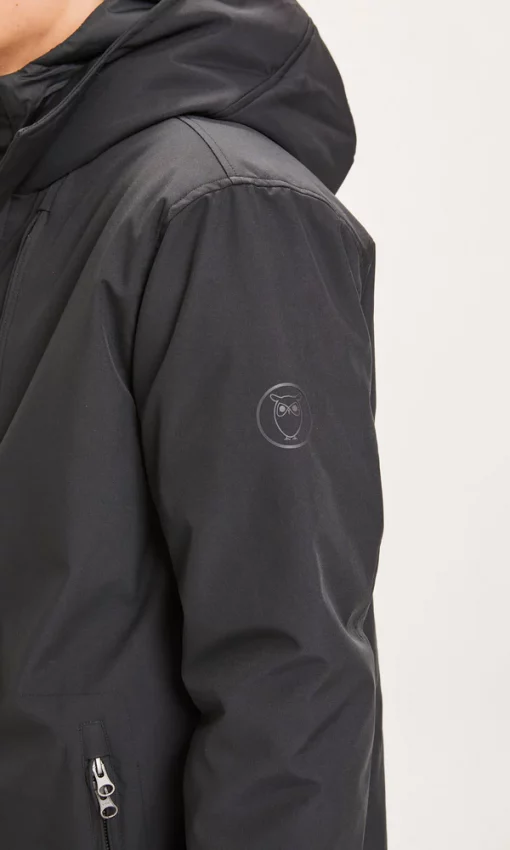 Knowledge Cotton Apparel Long Soft Climate Shell Jacket Black Jet
