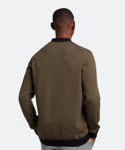 Lyle & Scott Block Marl Cardigan - Olive Marl/Jet Black