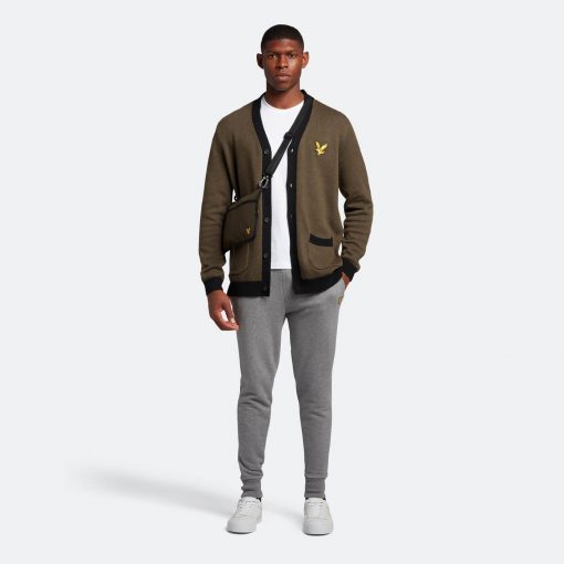 Lyle & Scott Block Marl Cardigan - Olive Marl/Jet Black