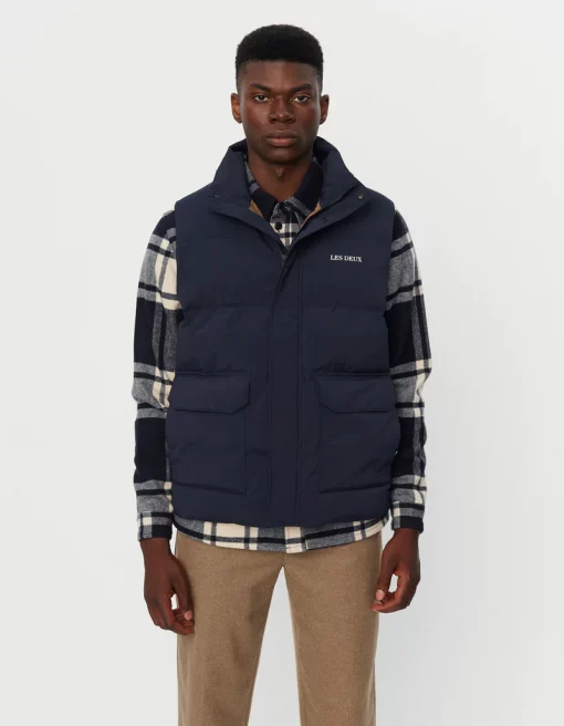 Les Deux Mark Puffer Vest Dark Navy