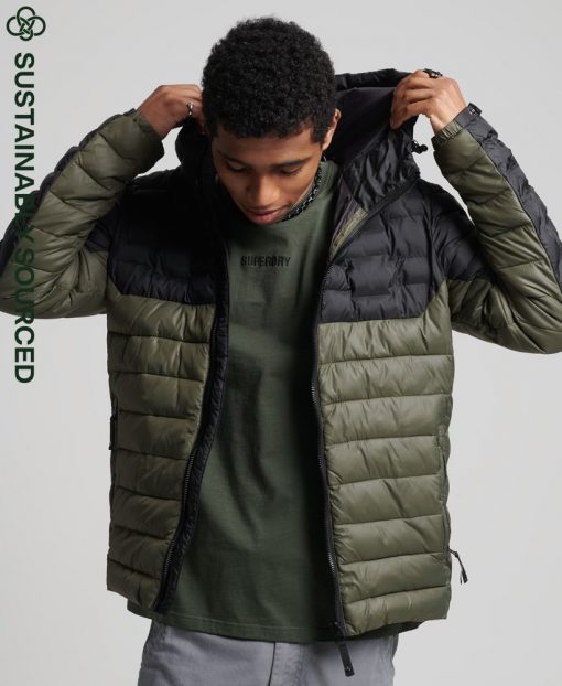 Superdry Radar Quilt Mix Padded Jacket Dark Moss