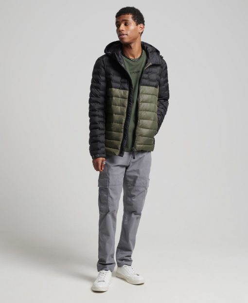 Superdry Radar Quilt Mix Padded Jacket Dark Moss