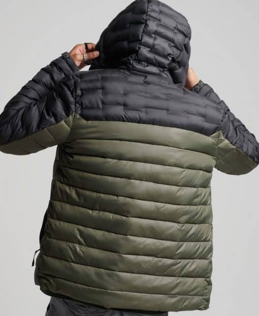 Superdry Radar Quilt Mix Padded Jacket Dark Moss