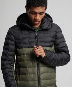 Superdry Radar Quilt Mix Padded Jacket Dark Moss