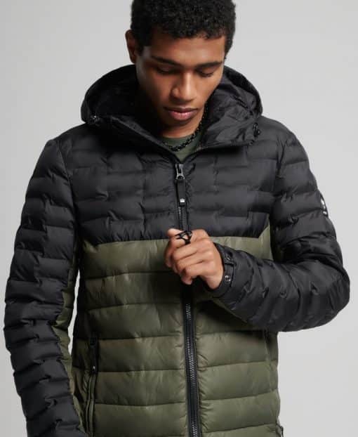 Superdry Radar Quilt Mix Padded Jacket Dark Moss