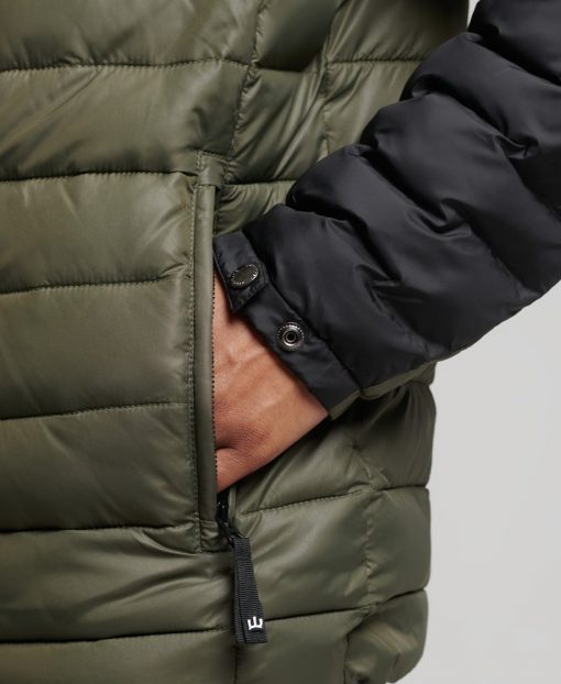Superdry Radar Quilt Mix Padded Jacket Dark Moss