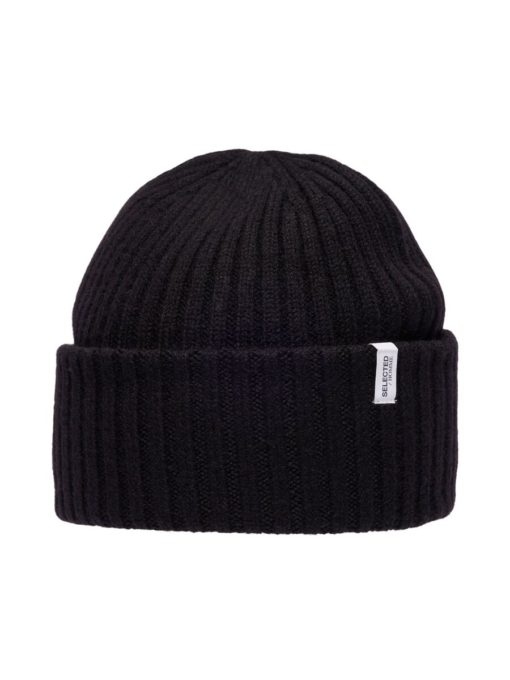 Selected Merino Wool Beanie Black