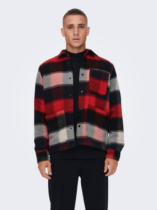 Only & Sons Ali Heavy Twill Overshirt Adrenaline Rush
