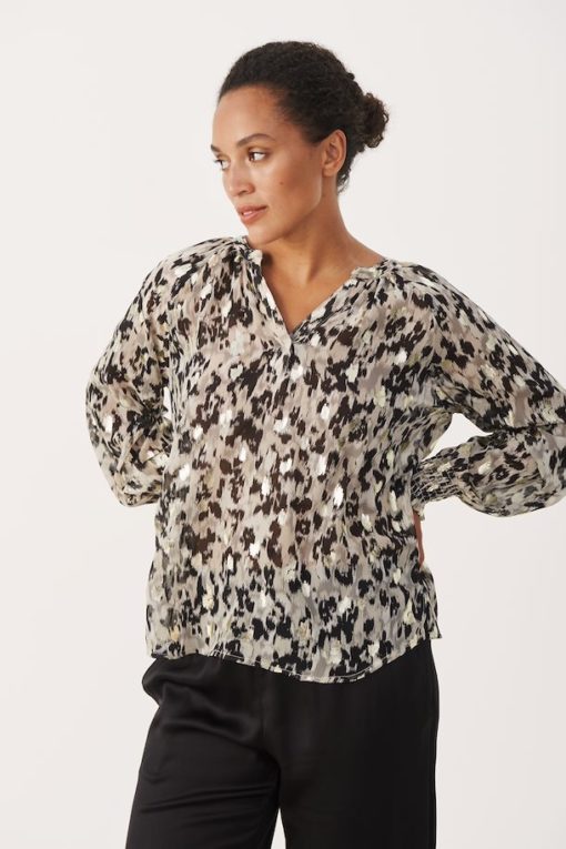 Part Two Tennie Blouse Texture Print Gold