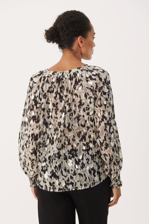 Part Two Tennie Blouse Texture Print Gold