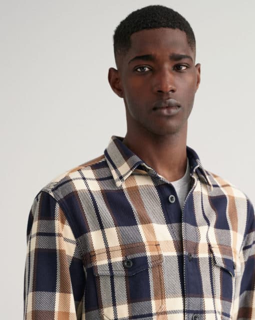 Gant Heavy Twill Check Shirt Vintage Cream