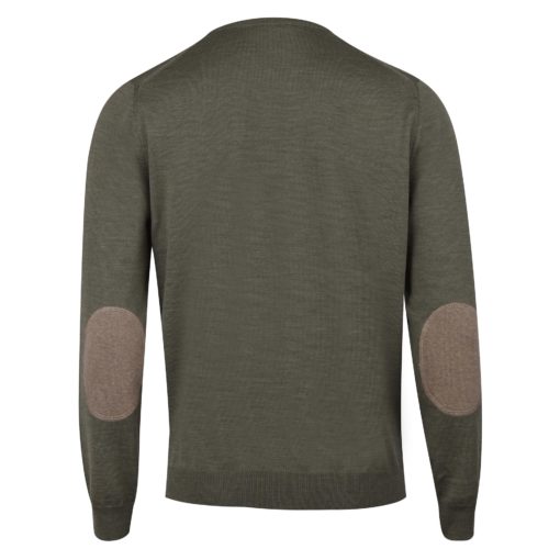 Stenströms Merino V-neck Elbow Patch Green