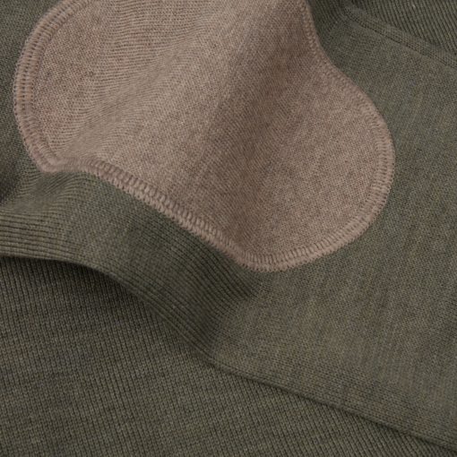 Stenströms Merino V-neck Elbow Patch Green