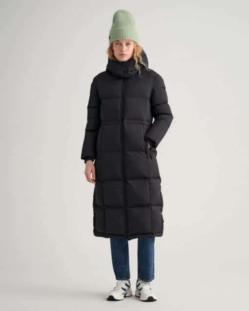 Long down black coat online