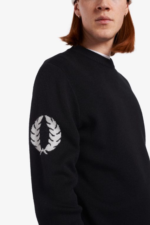 Fred Perry Laurel Wreath Crew Neck Jumper Black