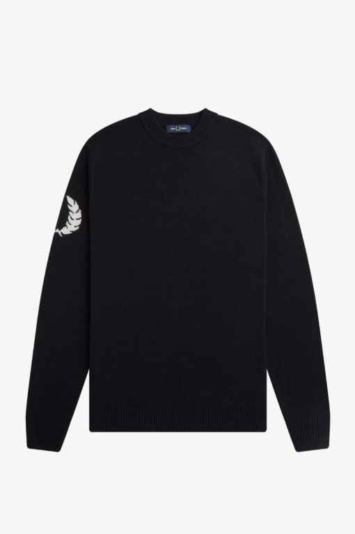 Fred Perry Laurel Wreath Crew Neck Jumper Black