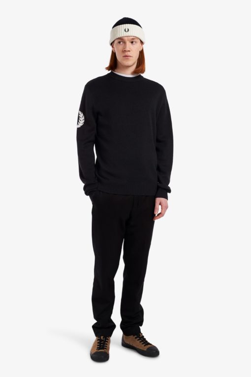 Fred Perry Laurel Wreath Crew Neck Jumper Black