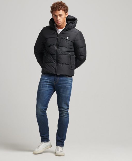 Superdry Sports Puffer Hooded Jacket Black
