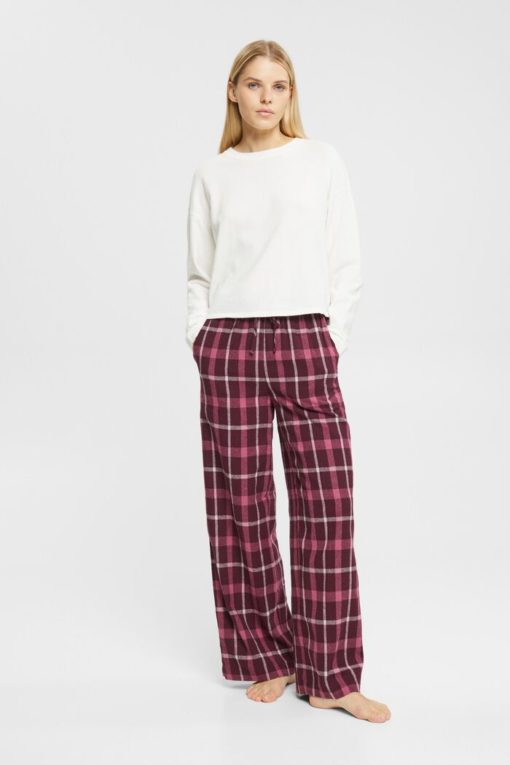 Esprit Flannel Pyjama Pants Bordeaux Red