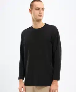 Knowledge Cotton Apparel Long Sleeve Double Layer Black Jet