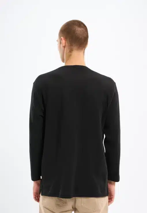 Knowledge Cotton Apparel Long Sleeve Double Layer Black Jet