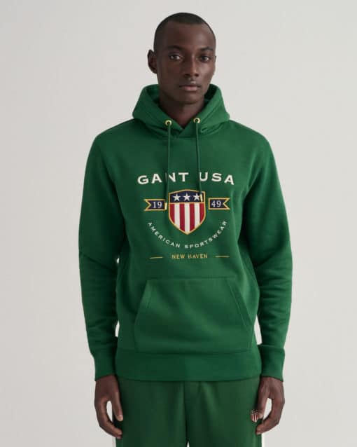 Gant Banner Shield Hoodie Eden Green