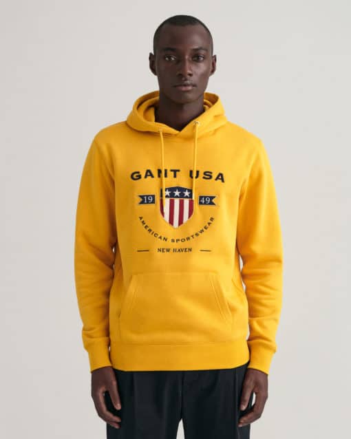Gant Banner Shield Hoodie Ivy Gold