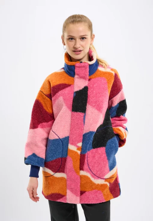 Knowledge Cotton Apparel Printed High Zip Jacket