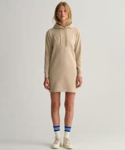 Gant Woman Tonal Archive Shield Hoodie Dress Concrete Beige