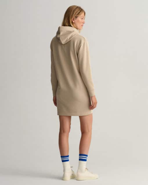 Gant Woman Tonal Archive Shield Hoodie Dress Concrete Beige