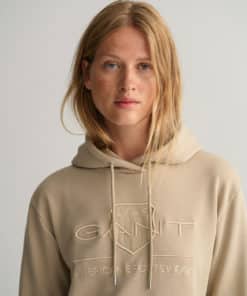 Gant Woman Tonal Archive Shield Hoodie Dress Concrete Beige