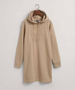 Gant Woman Tonal Archive Shield Hoodie Dress Concrete Beige