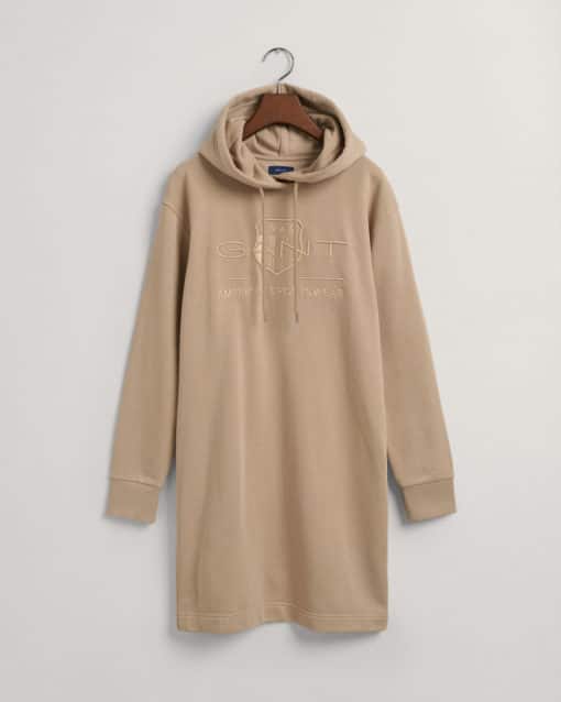 Gant Woman Tonal Archive Shield Hoodie Dress Concrete Beige