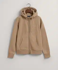 Gant Woman Tonal Archive Shield Zip Hoodie Concrete Beige