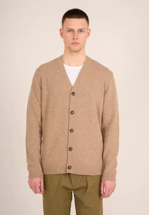 Knowledge Cotton Apparel Wool Cardigan Kelp