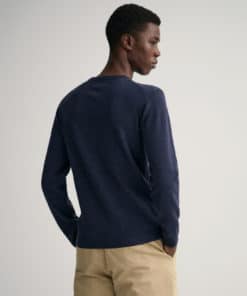Gant Superfine Lambswool Crew Neck Jumper Dark Navy Melange