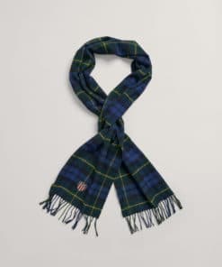 Gant Woven Check Wool Scarf Eden Green