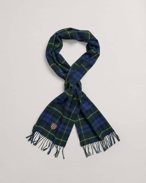Gant Woven Check Wool Scarf Eden Green