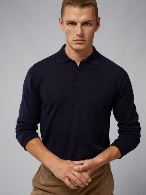J.Lindeberg Noel Light Merino Polo Shirt Navy