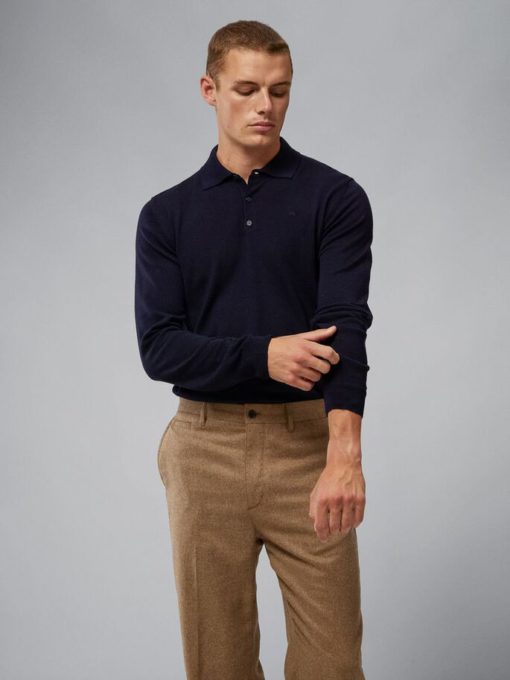 J.Lindeberg Noel Light Merino Polo Shirt Navy