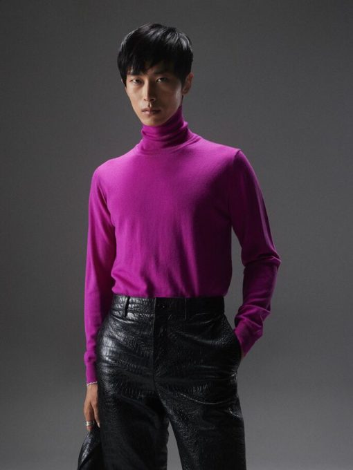 J.Lindeberg Lyd Merino Turtle Neck Sweater Wild Aster