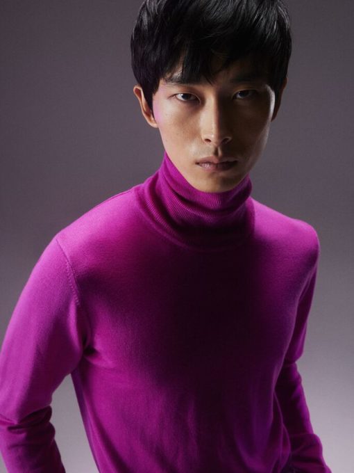 J.Lindeberg Lyd Merino Turtle Neck Sweater Wild Aster
