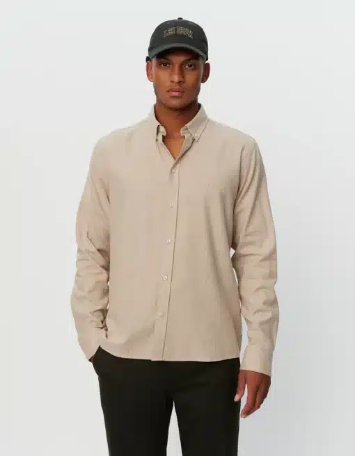Les Deux Desert Reg Shirt Dark Sand Melange