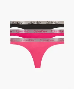 Calvin Klein 3-Pack Thong Radiant Cotton Pink Splendor/Briar Rose/Black