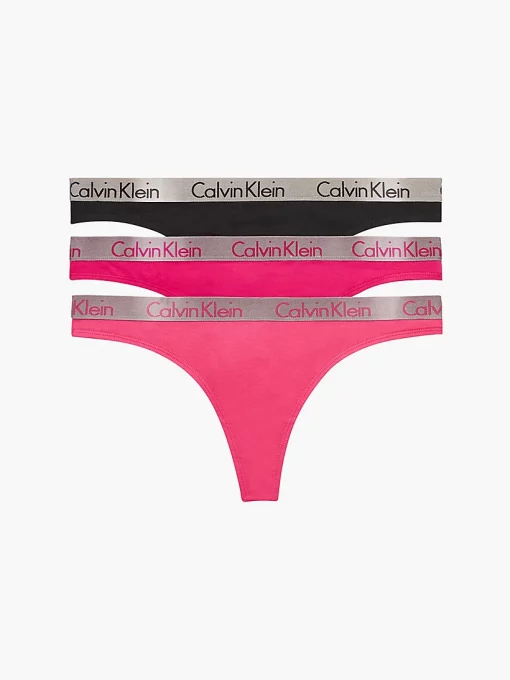 Calvin Klein 3-Pack Thong Radiant Cotton Pink Splendor/Briar Rose/Black