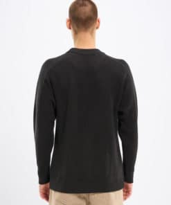 Knowledge Cotton Apparel Classic Rib Structure Mock Neck Black Jet