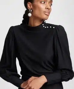 Gestuz Rifagz Button Puff Blouse Black