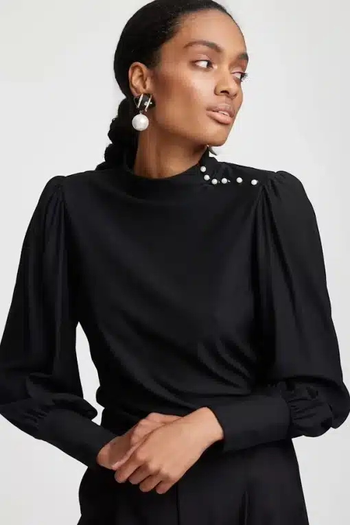 Gestuz Rifagz Button Puff Blouse Black